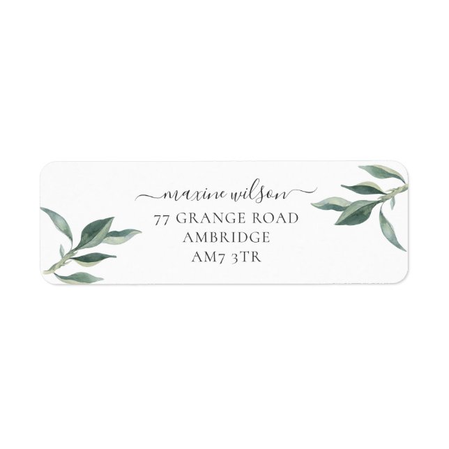 Modern Botanical Leaves Return Address (Front)