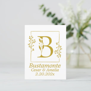Modern Botanical Letter B Personalised Postcard