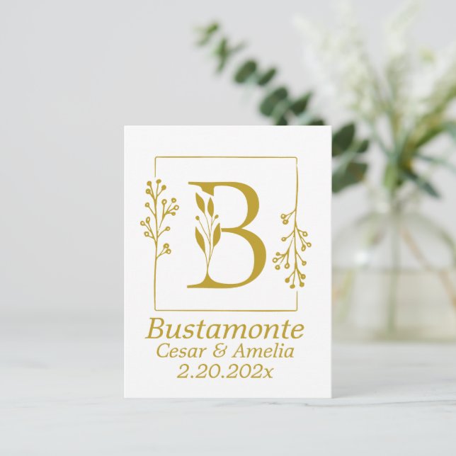 Modern Botanical Letter B Personalised  Postcard (Standing Front)