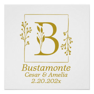 Modern Botanical Letter B Personalised Poster