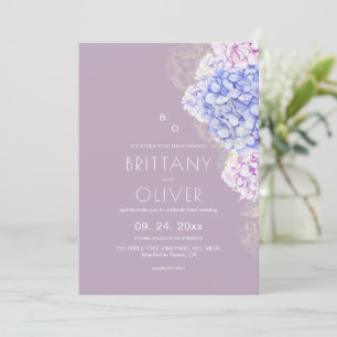 Modern Botanical Lilac & White Floral Wedding Invitation