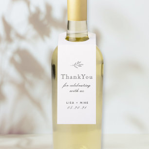 Modern Botanical Line Art Wedding Favour Thank You Bottle Tag