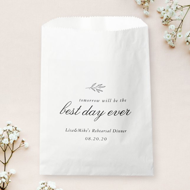 Modern Botanical Line Art Wedding Rehearsal Dinner Favour Bags (Creator Uploaded)