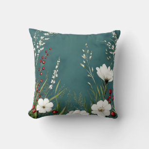 Modern Botanical Minimalist Subtle Floral Pattern Cushion