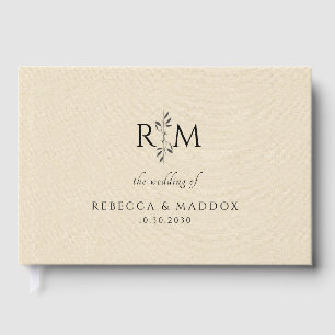 Modern Botanical Monogram Ivory Wedding Guest Book
