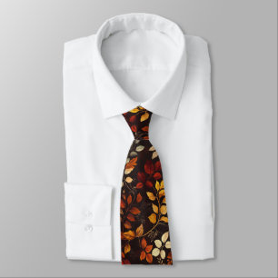 Modern Botanical Multi Colour Leaf Pattern Tie