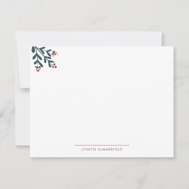 Modern Botanical New Office Elegant Holiday Card (Front)