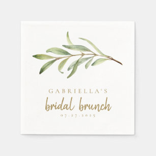 Modern Botanical Olive Branch Bridal Brunch Napkin