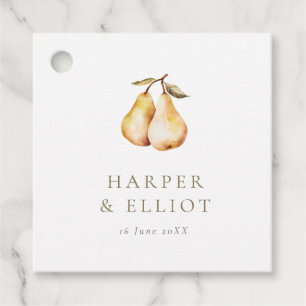 Modern Botanical Pears Wedding Favour Tags