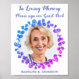 Modern Botanical Photo Memorial Guestbook Funeral 