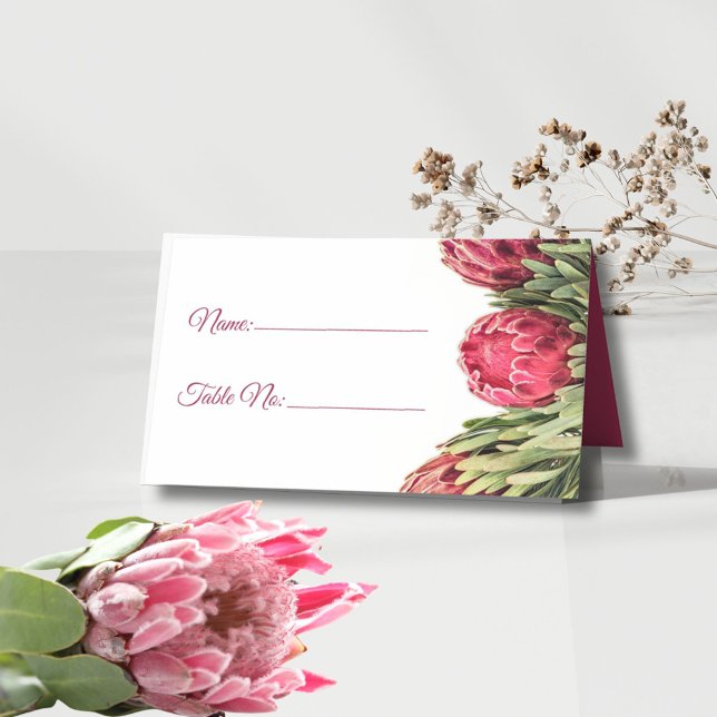 Modern Botanical Pink Protea Floral Wedding Table  Place Card (Creator Uploaded)