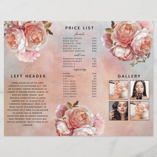 Modern Botanical Pink Rose Peony plus Photos (Back)