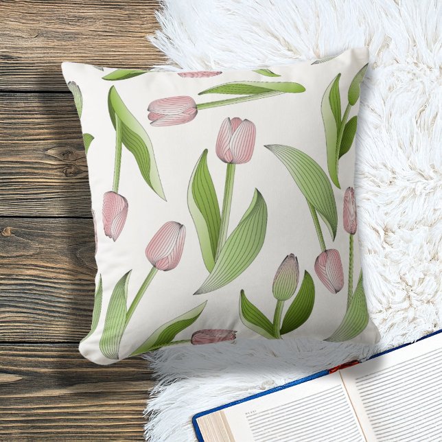 Modern Botanical Pink Tulip Cushion (Creator Uploaded)