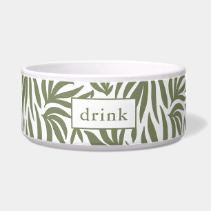 Modern Botanical Print Drink Dog Bowl