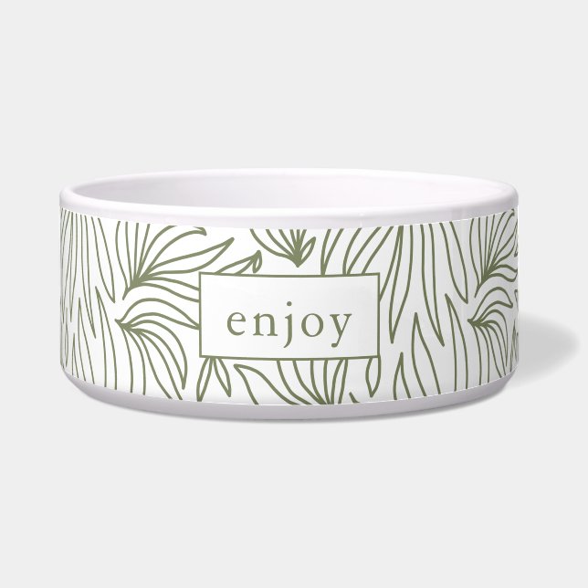 Modern Botanical Print Enjoy Dog Bowl (Front)