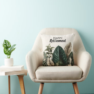 Modern Botanical Print of Tropical Leaves Cushion