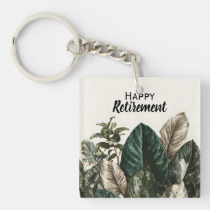 Modern Botanical Print of Tropical Leaves Key Ring