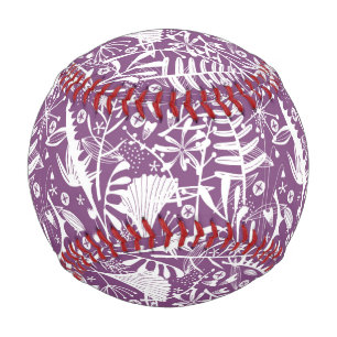 Modern Botanical Purple Baseball
