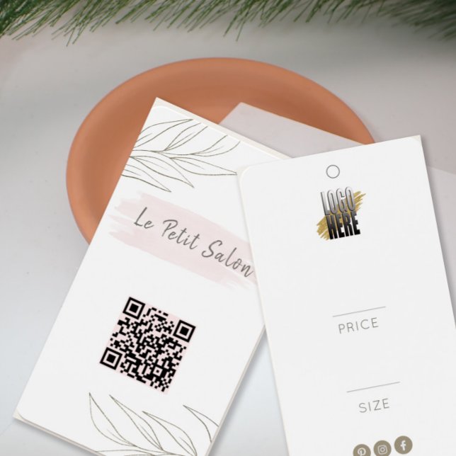 Modern Botanical QR Code Logo Clothing Price Tag (Creator Uploaded)