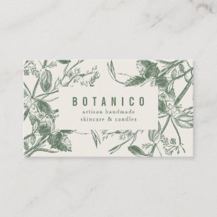 Modern Botanical Sage Cream Floral Simple Business Card