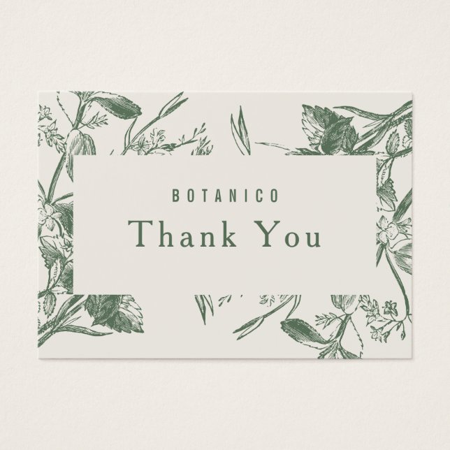 Modern Botanical Sage Cream Floral Thank You Card (Front)
