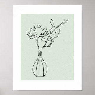 Modern Botanical Sage Green Illustration Poster