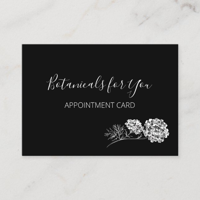 Modern Botanical Script and Drawn Flowers Business Card (Front)