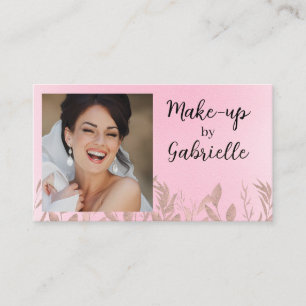 Modern Botanical Soft Pink Boho Photo QR Code  Business Card