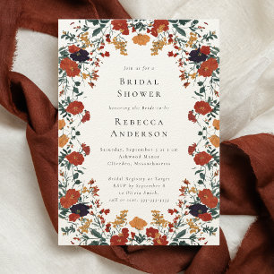 Modern Botanical Summer Fall Wedding Bridal Shower Invitation