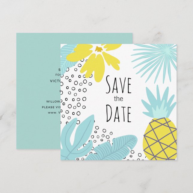 Modern botanical summer wedding Save the Date Invitation (Front/Back)