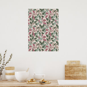 Modern Botanical Terracotta & Sage Green Leaves Poster