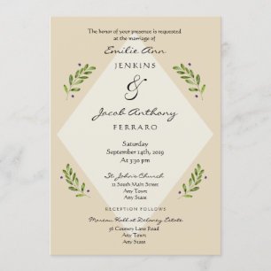 Modern Botanical Traditional Wedding Invitation