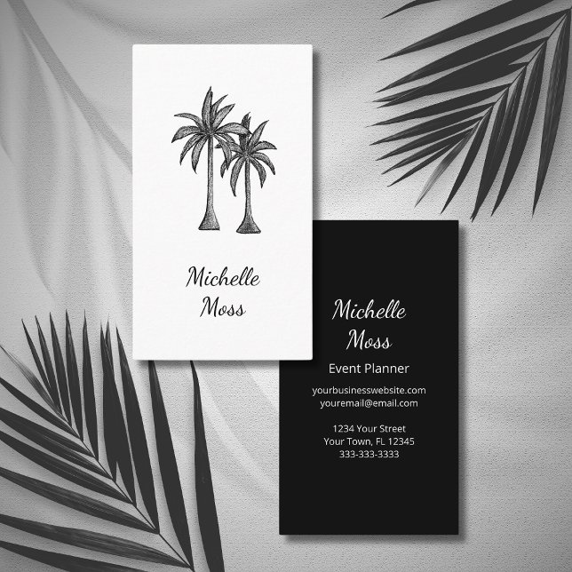 Modern Botanical Tropical Palm Trees Ilustration Business Card (Creator Uploaded)