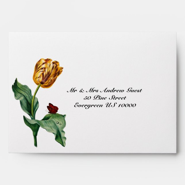 Modern Botanical Tulip Wedding  Envelope (Front)