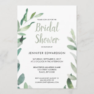 Modern botanical watercolor branch Bridal Shower Invitation