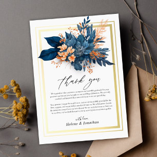 Modern Botanical Watercolor Floral Elegant Wedding Thank You Card