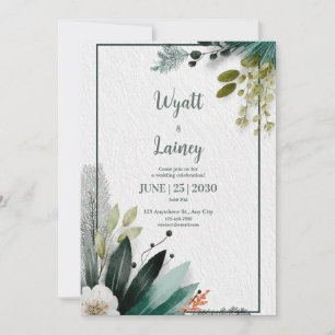 Modern Botanical Watercolor Greenery Wedding Invitation