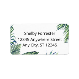 Modern Botanical Watercolor Leaves Address Label