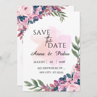 Modern Botanical Wedding Announcement Template