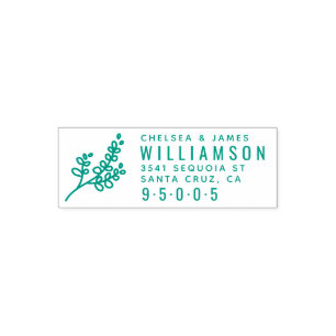 Modern Botanical Wedding Couple Return Address Self-inking Stamp