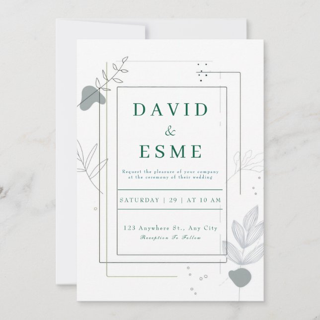 Modern Botanical Wedding Invitation (Front)