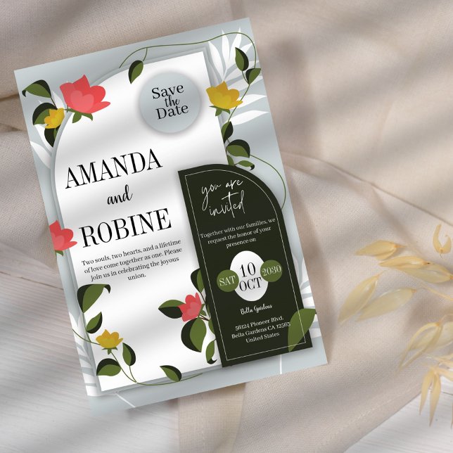 Modern Botanical Wedding Invitation (Creator Uploaded)