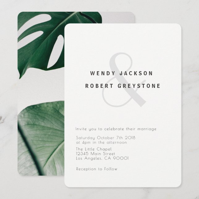 Modern Botanical Wedding Invitation (Front/Back)