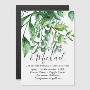 Modern Botanical Wedding Invitation Magnetic