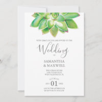 Modern Botanical Wedding Invitation Succulent