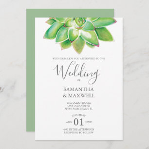 Modern Botanical Wedding Invitation Succulent
