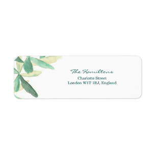 Modern Botanical Wedding Return Address Label