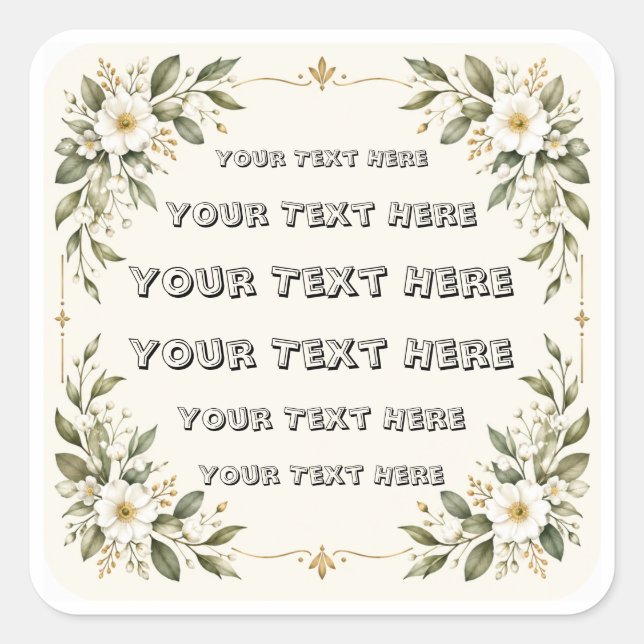 Modern Botanical Wedding Sticker (Front)
