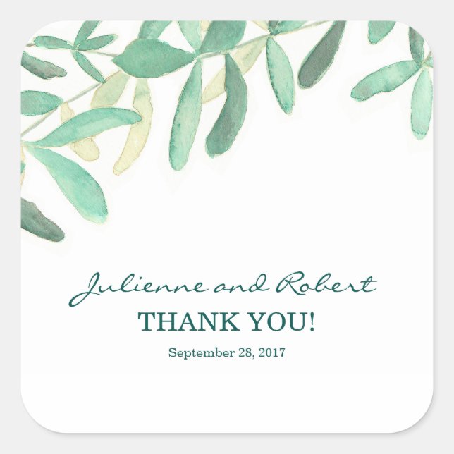 Modern Botanical Wedding Thank You Favor Sticker (Front)