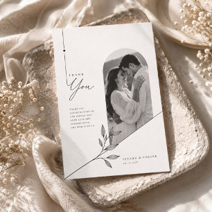 Modern Botanical Wedding Thank You Photo Card